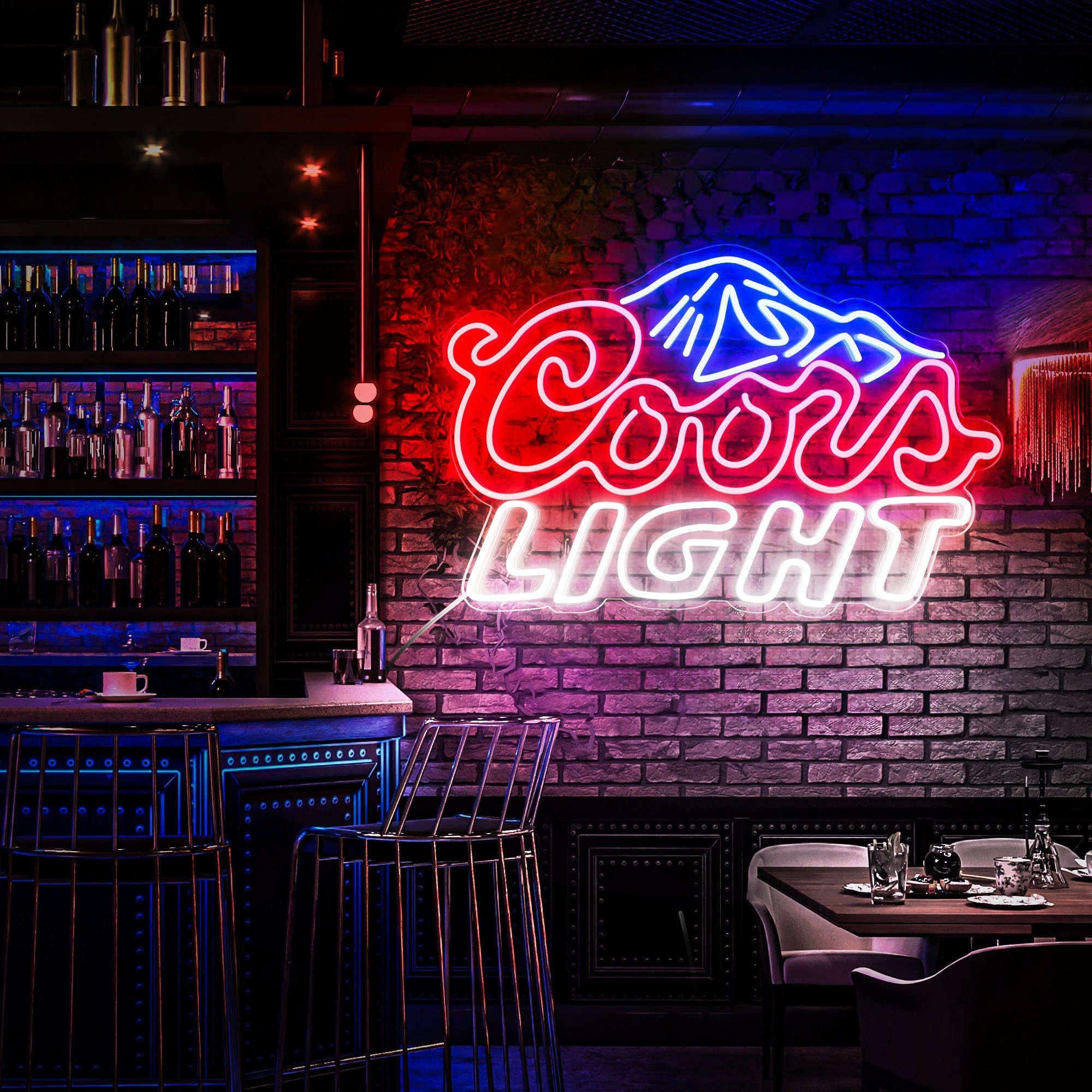 Coors LIGHT Neon Sign,Neon Sign for Wall Decor Neon Lights for Bedroom,Led Business Signs,Wall Logo Neon Sign,Shop Wall Neon Light Decor
