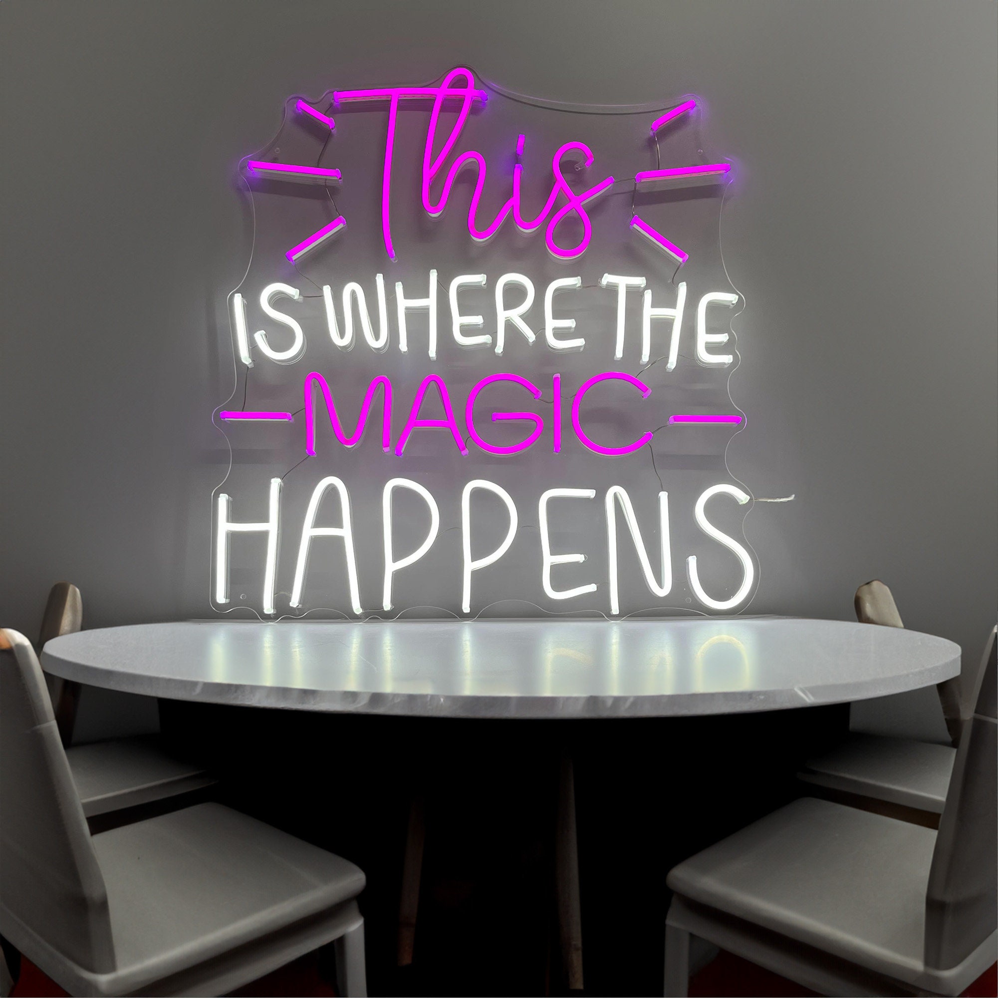 Neon Sign This is where the Magic Happens | Neon Sign Custom | Custom Neon Light | Neon Sign Art | Neon Sign Wall Decor | Neon Sign Bar