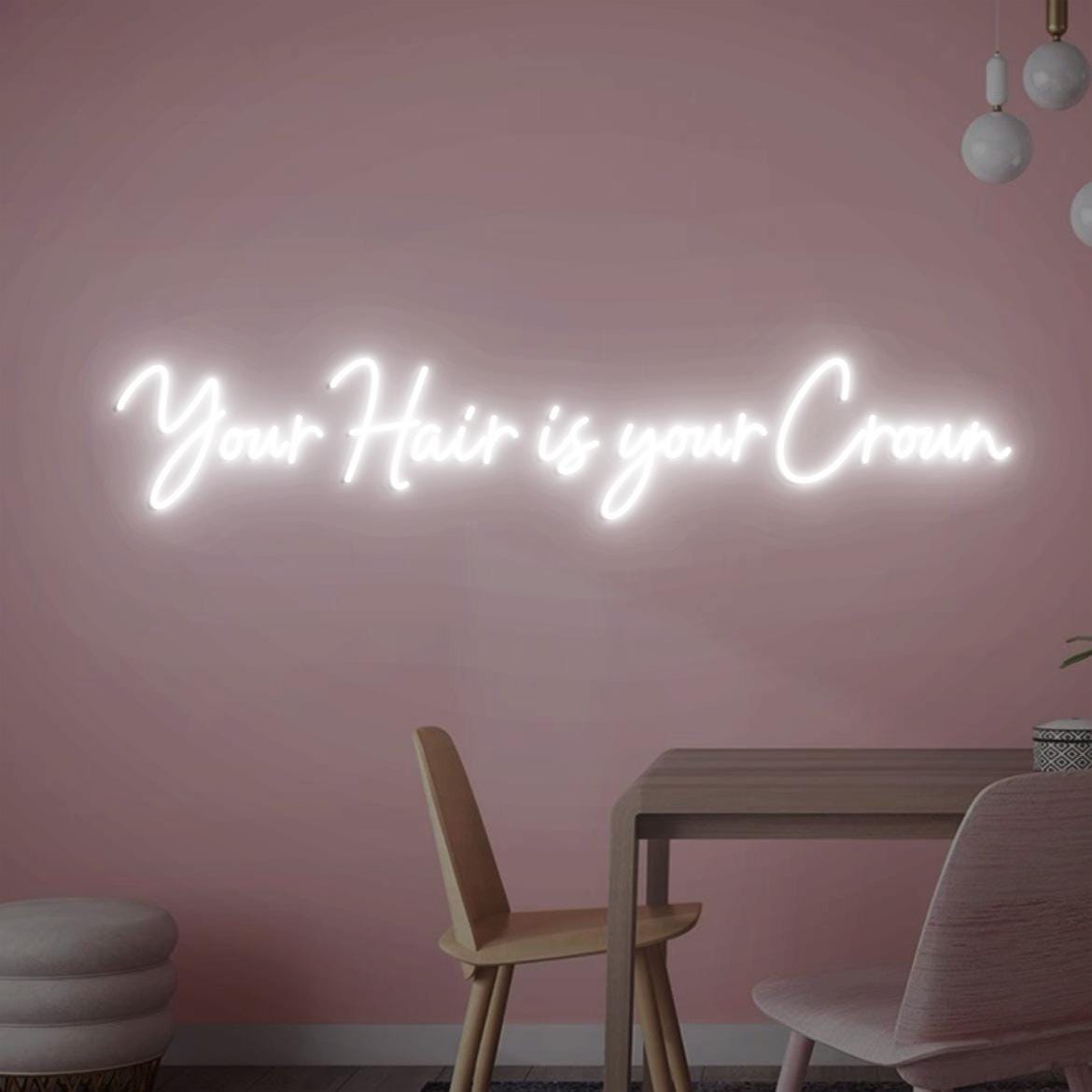 Your Hair is Your Crown Neon Sign, Beauty Salon Idea Wall Decor, Pink Salon Wall Decor, Beauty Room Neon Light Wall, Hair Salon Business