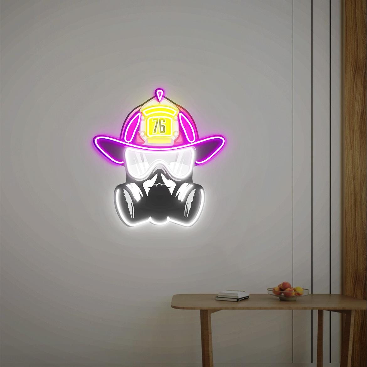 Firefighter Neon Sign, Customized Firefighter Sign, Custom Firefighter Helmet Sign, Personalized Gift for Fireman, Firefighter Gifts,