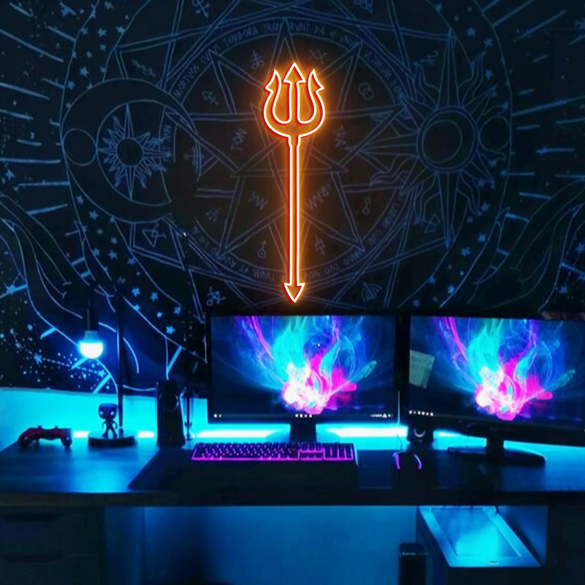 Trident Neon Light, Trident Neon Sign Light Decor, LED The Weapon Of The Sea God Sign, Poseidon Neon Signs, Trident Wall Decoration