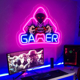 Gamer Neon Sign Game Controller UV Neon Sign,Gamer Gifts for Teens Boys Kids,Gamer Tag Sign,Game Room Decor,Xmas Gifts for Game Lover