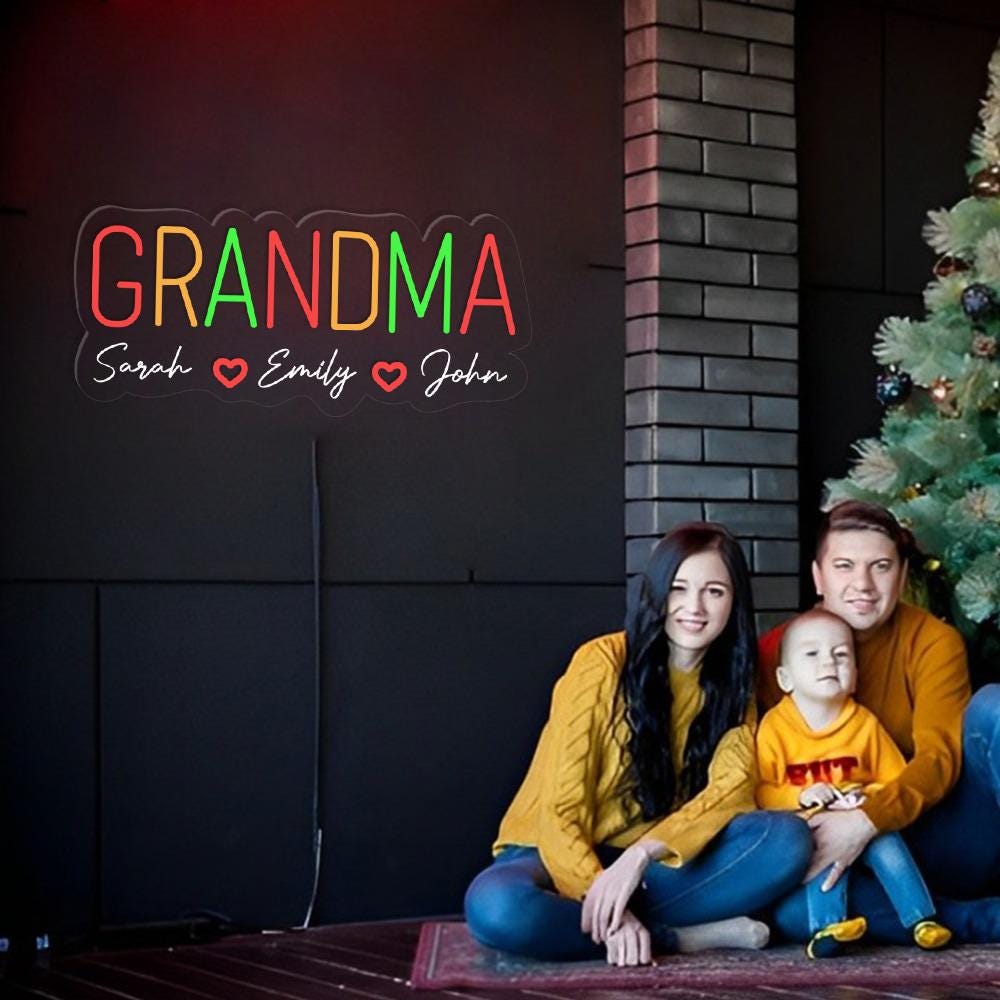 Personalized Grandma Neon Sign with Names, Custom Grandma Neon Sign, Nana Neon Led, Gramma With Children Names Apparel, Mother's Day Gifts