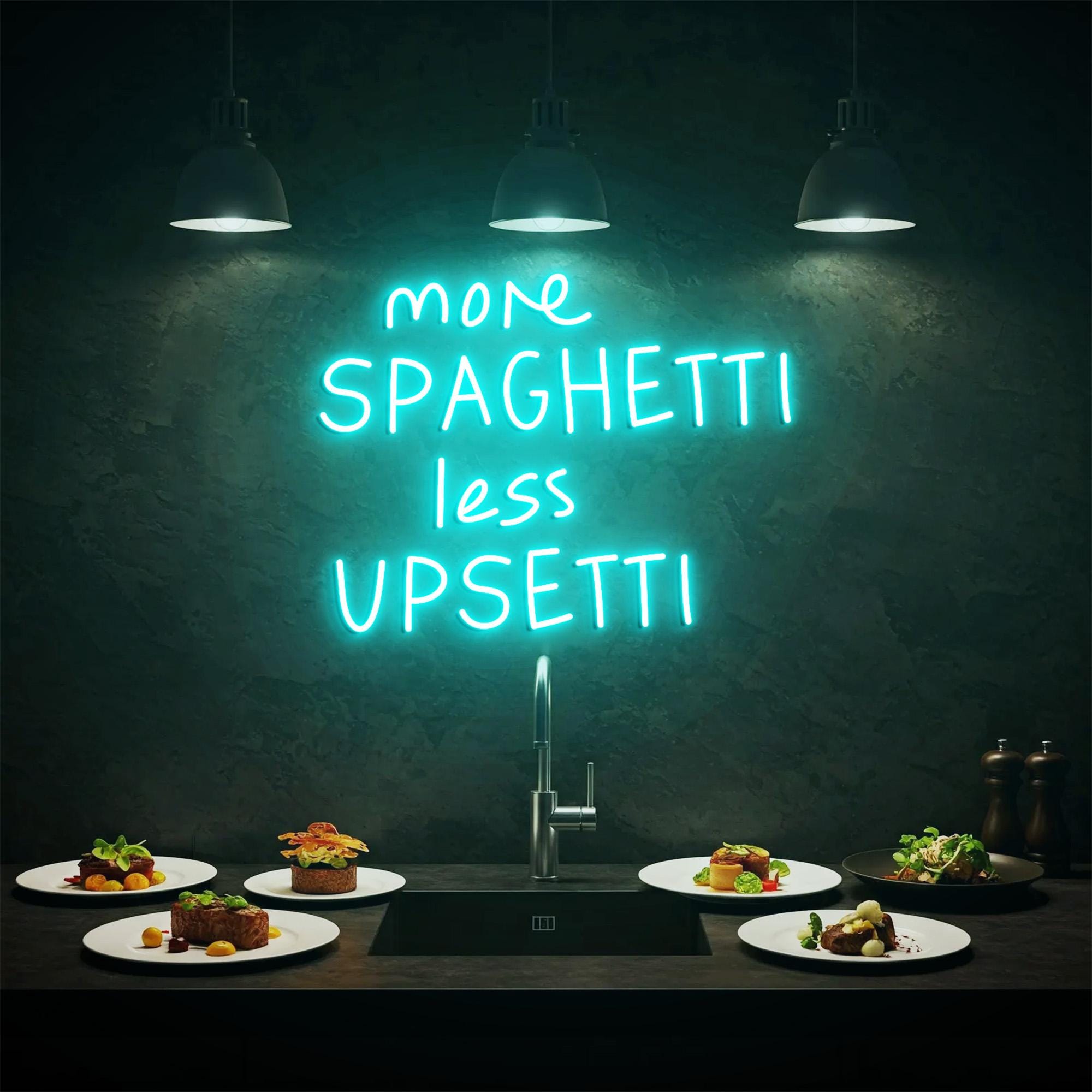 More Spaghetti Less Upsetti Neon Light, Neon Sign Light Decor, Restaurant Neon Sign, Signboard Neon Lights, Dining Room Wall Decor