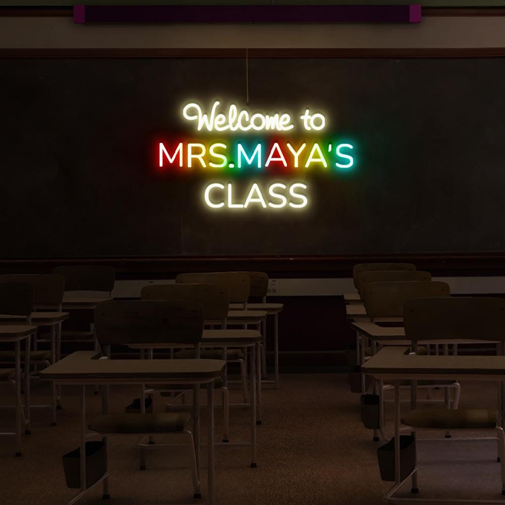 Personalized Teacher Door or Wall Neon Sign, Classroom Sign, Teacher Name Neon Sign, Classroom Door Hanger, Personalized Teacher Neon Sign