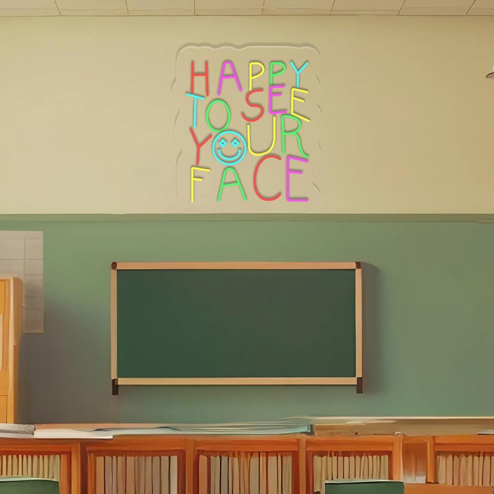 Teacher Back To School Neon, Cute Teacher Neon, Happy To See Your Face, Teacher Life Neon, New Teacher Gifts, Elementary Teacher Neon Gifts