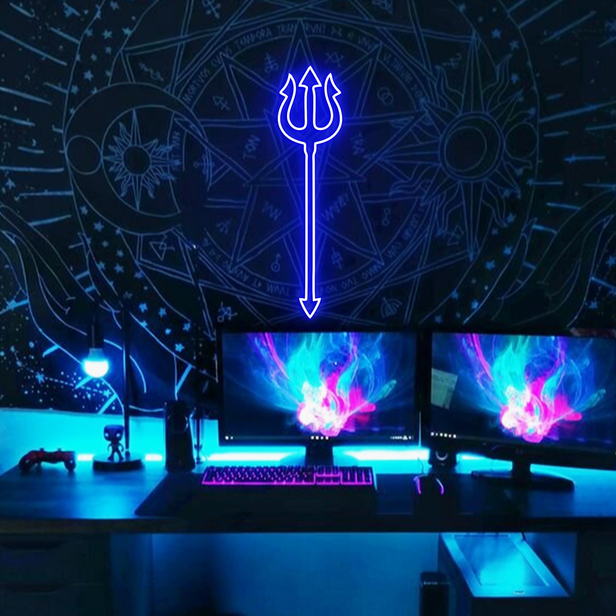 Trident Neon Light, Trident Neon Sign Light Decor, LED The Weapon Of The Sea God Sign, Poseidon Neon Signs, Trident Wall Decoration