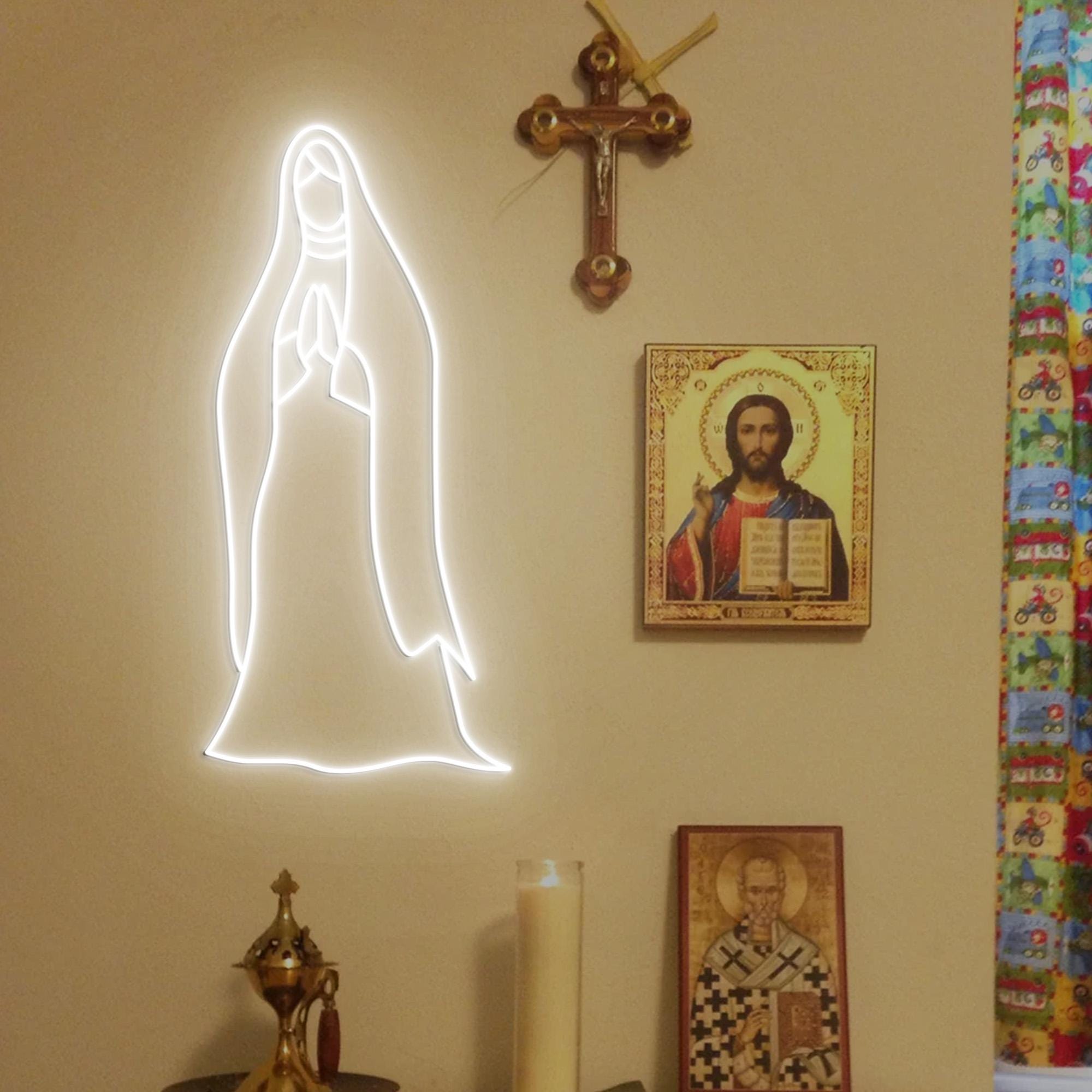 Virgin Mary Neon Light, Madonna Neon Sign Light Decor, Virgin Neon Sign, Ecclesia Neon Light, Religious Faith Neon Sign, Ecclesia Wall Decor