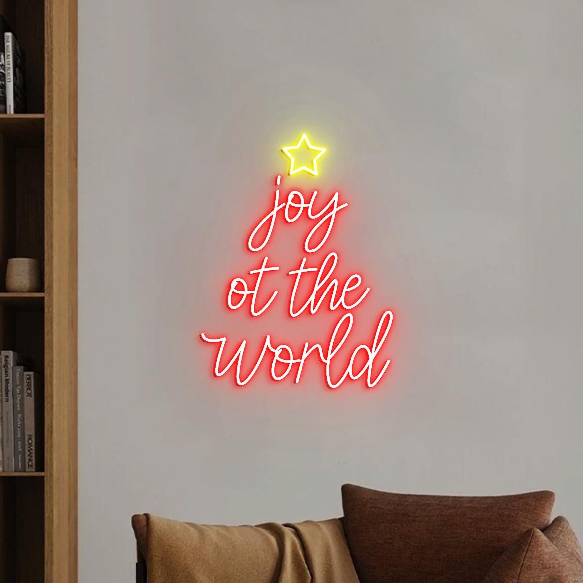 Joy to the World Neon Sign, Joy Christmas Sign Wall Decor, Joy to the World Tree Signs, Christmas Holidays Home Decorations Pieces