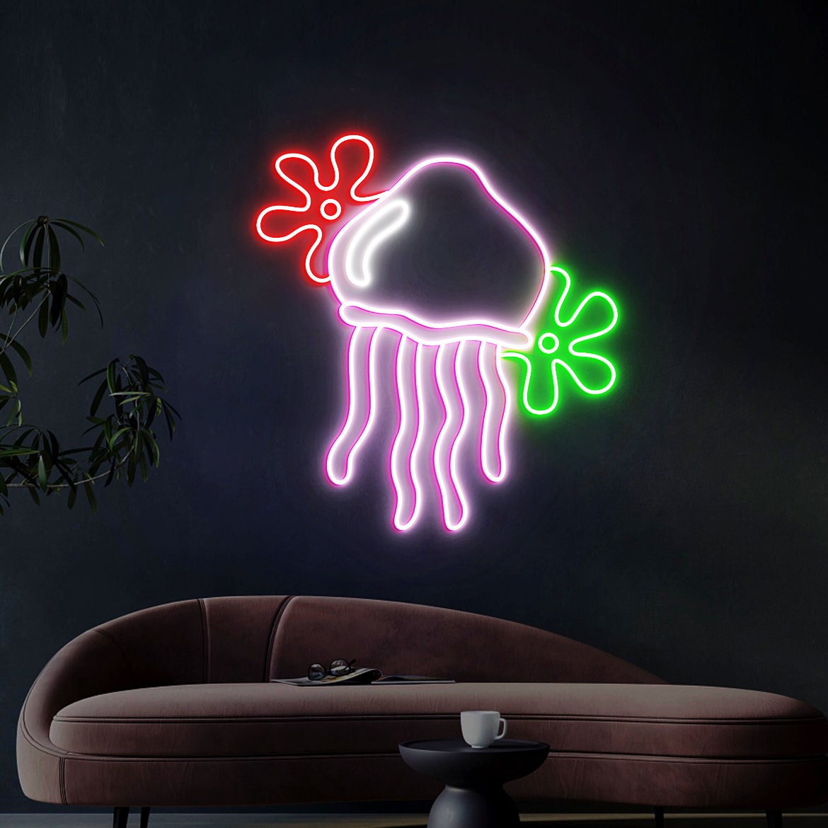 Jellyfish Neon sign, Custom Spongebob Flower Neon Light, Jellyfish Decoration Neon Sign, Jellyfish Wall Art Bedroom Decor