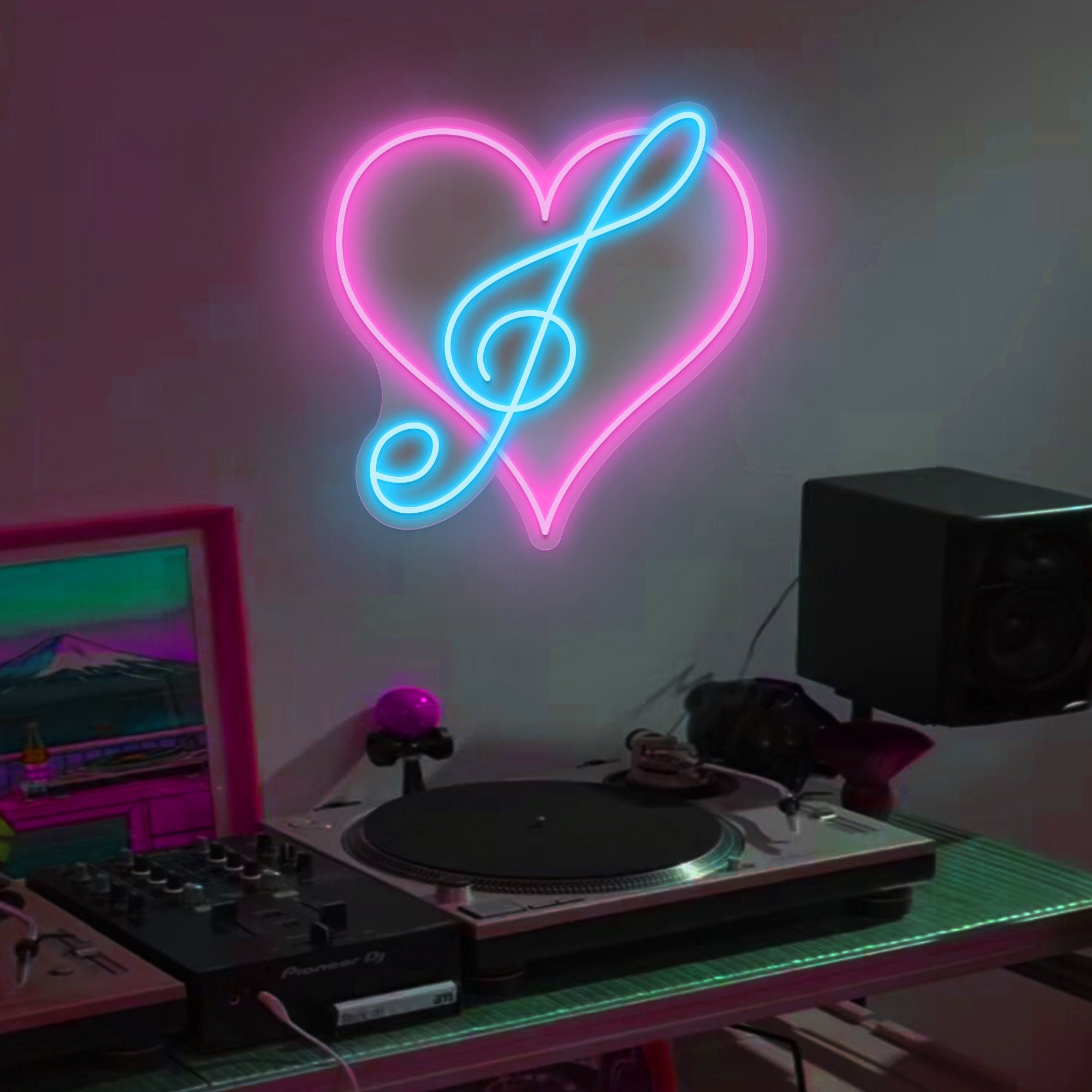Heart Music Note Neon Sign/Music Note Custom Neon Sign/Heart Neon Sign/Light Up Sign/Neon Sign Bedroom/Wedding Neon Sign