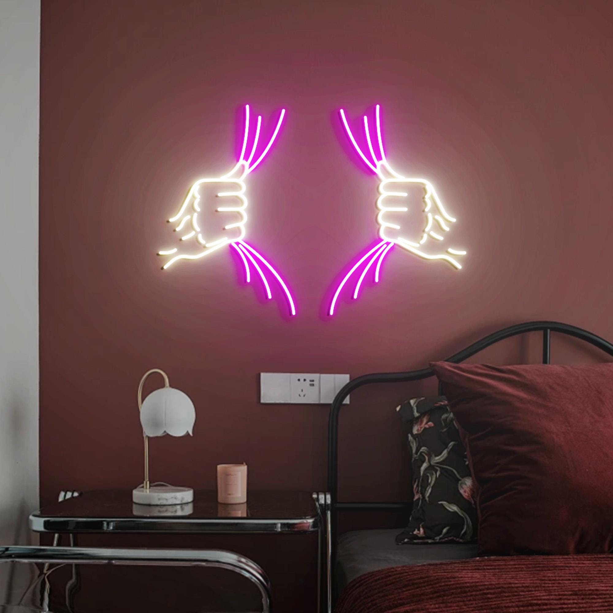 Tear Away Neon Sign Light Decor, Tear Away Led Sign, Hands Rip Ripping Open Shirt Clothes Fabric Sign, Wall Decor