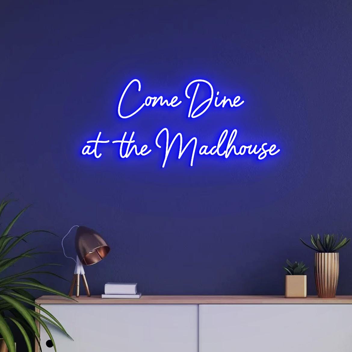 Come Dine At the Madhouse Neon Sign, Madhouse Sign, Neon Sign Dining Room Decor, Funny Signs for Dine Room Wall, Madhouse Wall Decor