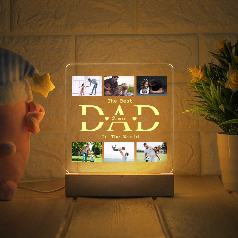 Personalized Dad Photo Gifts, Gift for Dad, Best Dad Ever, Fathers Day Gifts, Personalized Gifts, Bedroom Night Light, Dad Personalized Gift