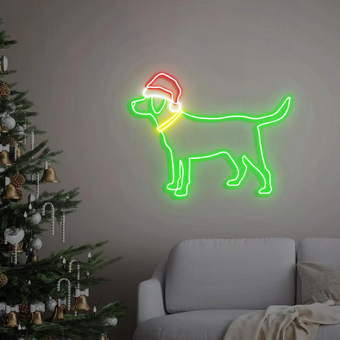 Christmas Dog Neon Sign, Christmas Black Lab Puppy Home Decor, Holiday Dog Mom Gift, Dog Christmas Wall Decor, Dog Lovers