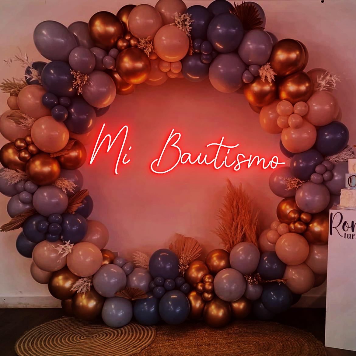 Mi Bautismo Neon Sign, My Baptism Spanish Party Backdrop Wall Neon Light, Christening Party First Communion Religious Party Decorations
