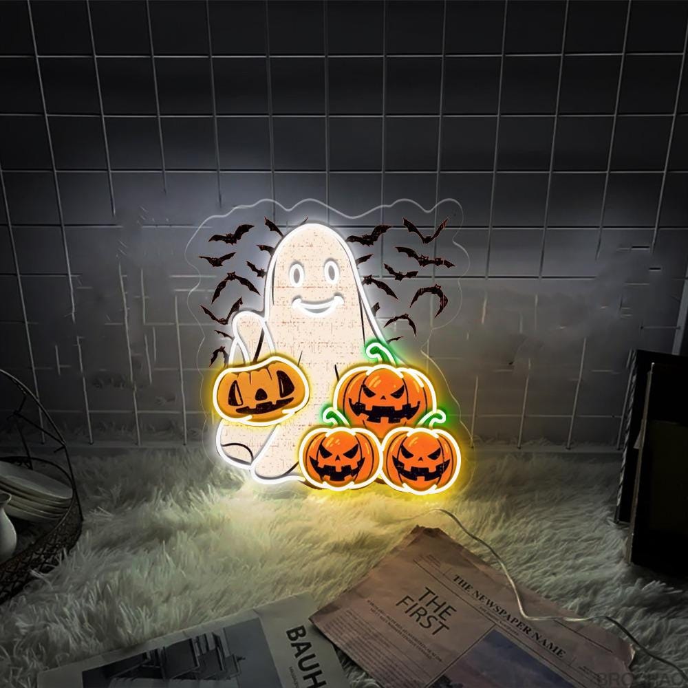 Ghost Halloween Neon Sign Gifts, Funny Spooky Neon Sign, Ghost Neon Led, Spooky Season Gifts, Halloween Party Neon Sign, Fall Ghost Neon