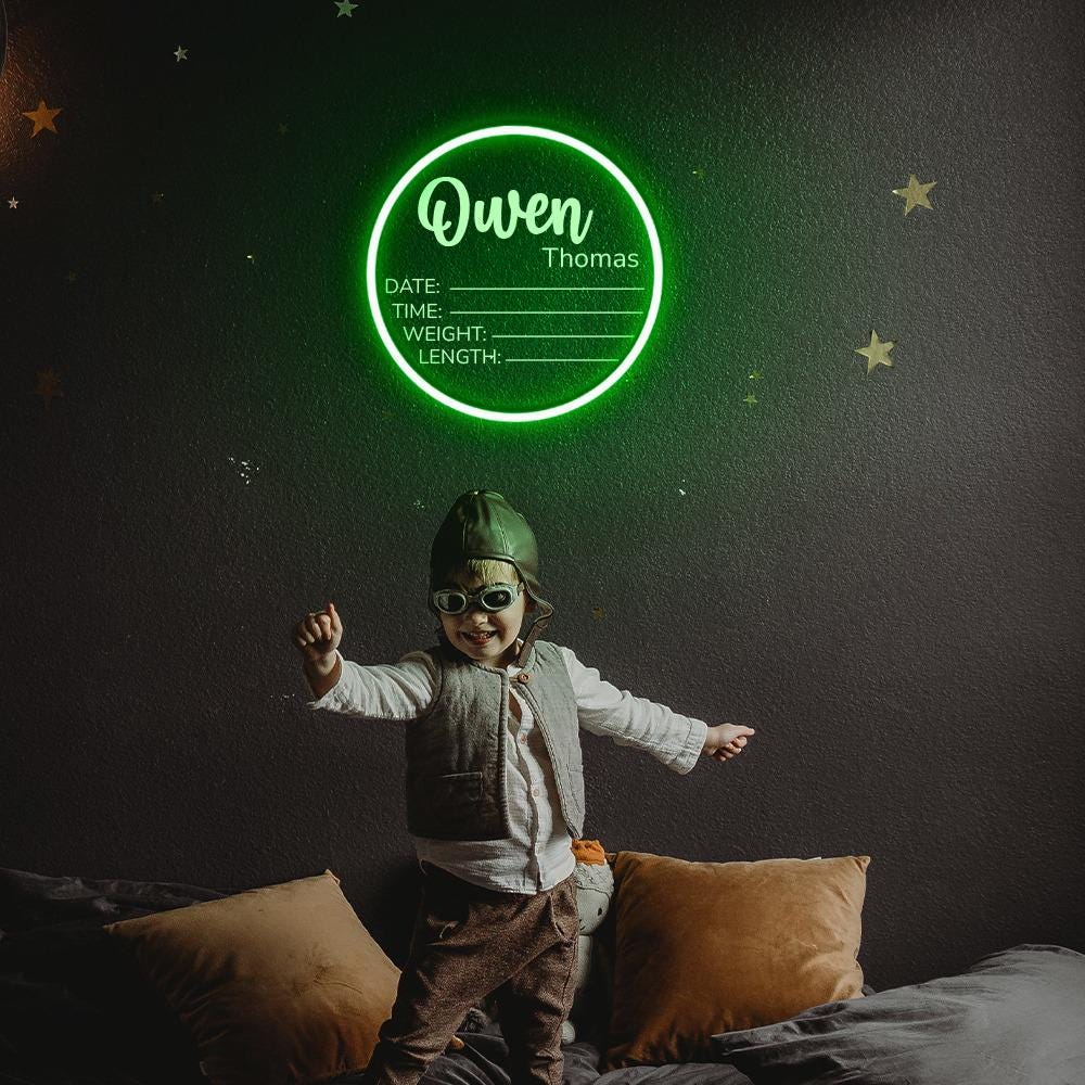 Custom Baby Arrival Announcement Neon, Baby Name With Birth Stats, Baby Name Reveal, Personalized Baby Announcement Neon, Neon for Hospital