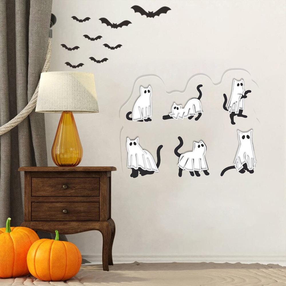 Halloween Neon Sign, Cat Neon Led, Ghost Neon, Halloween Neon, Cool Halloween Cat Neon, Cat Lover Neon, Black Cat Neon, 2024 Spooky Seas
