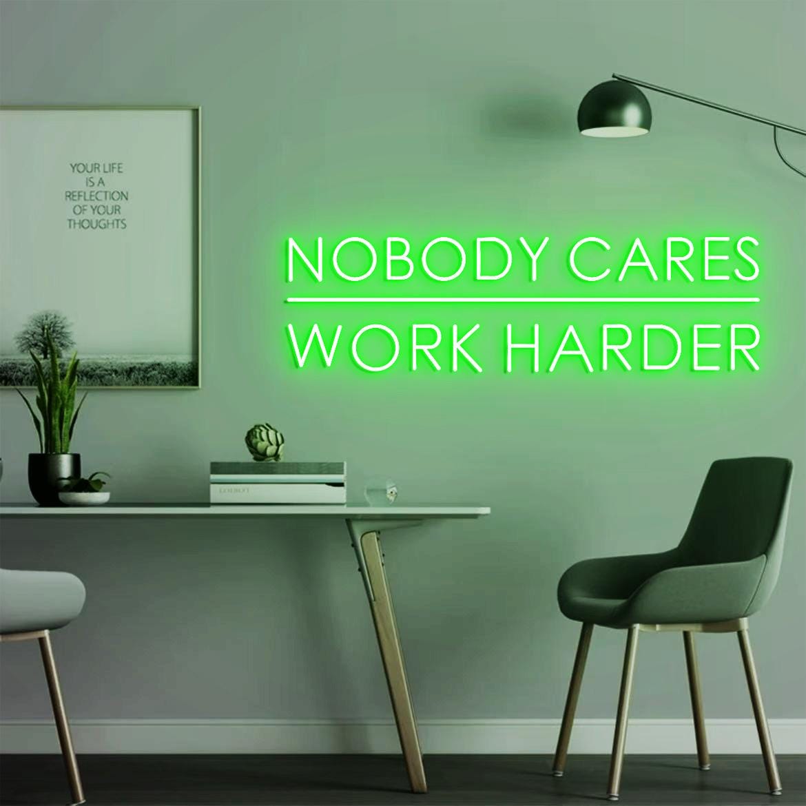 Nobody Cares Work Harder Sign, office Wall Sign, Home Gym Design Decor Idea, Christmas Gift for Husband, Neon Sign Gym Decor Idea