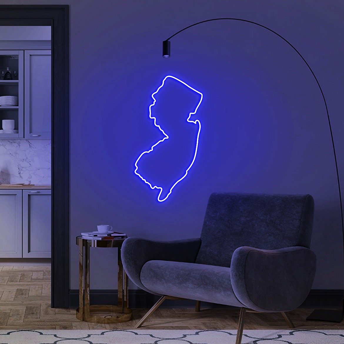 New Jersey State Sign, Neon Sign Farmhouse Home Decor, Custom State Map Sign Gift, New Jersey Wall Art, Home State Decor, Moving Gift