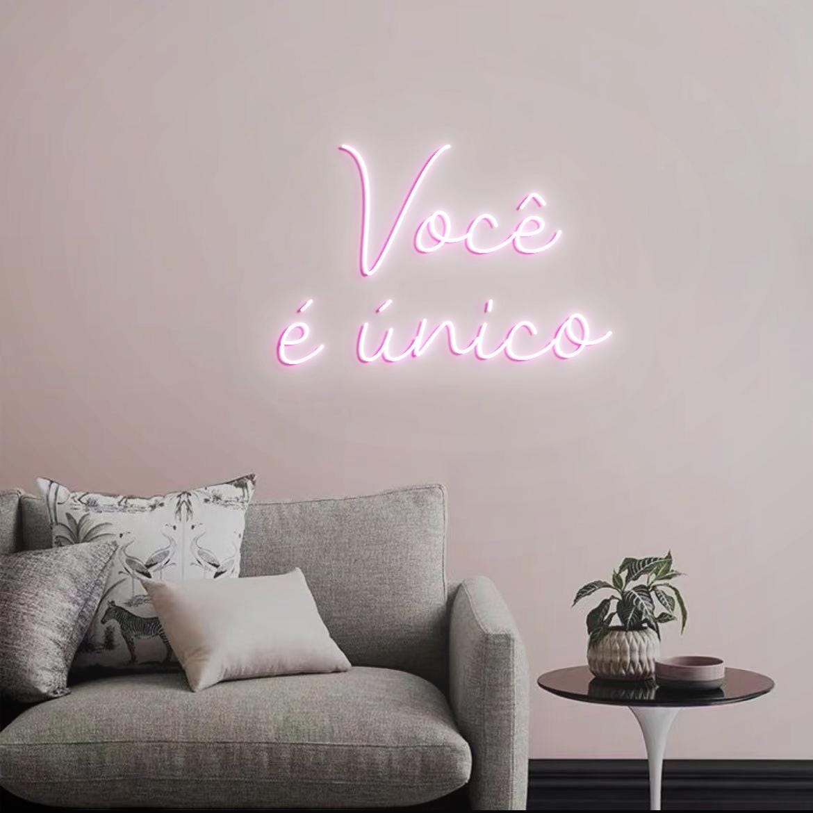 Voce e Unico Neon Sign, "You are Unique" in Portuguese, Beauty Salon Wall Backdrop Neon Light, Personalized Salon Decor Ideas