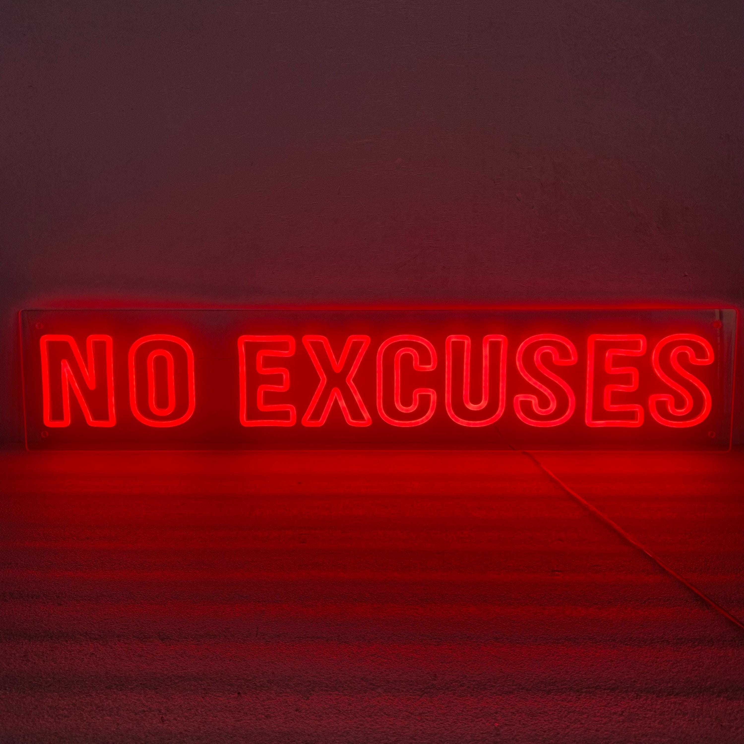 No Excuses Neon Sign Light, NO EXCUSES Sign Gym Wall, Motivational Quotes Signs for Fitness Wall, Training Room Wall Signs, Gym Presents