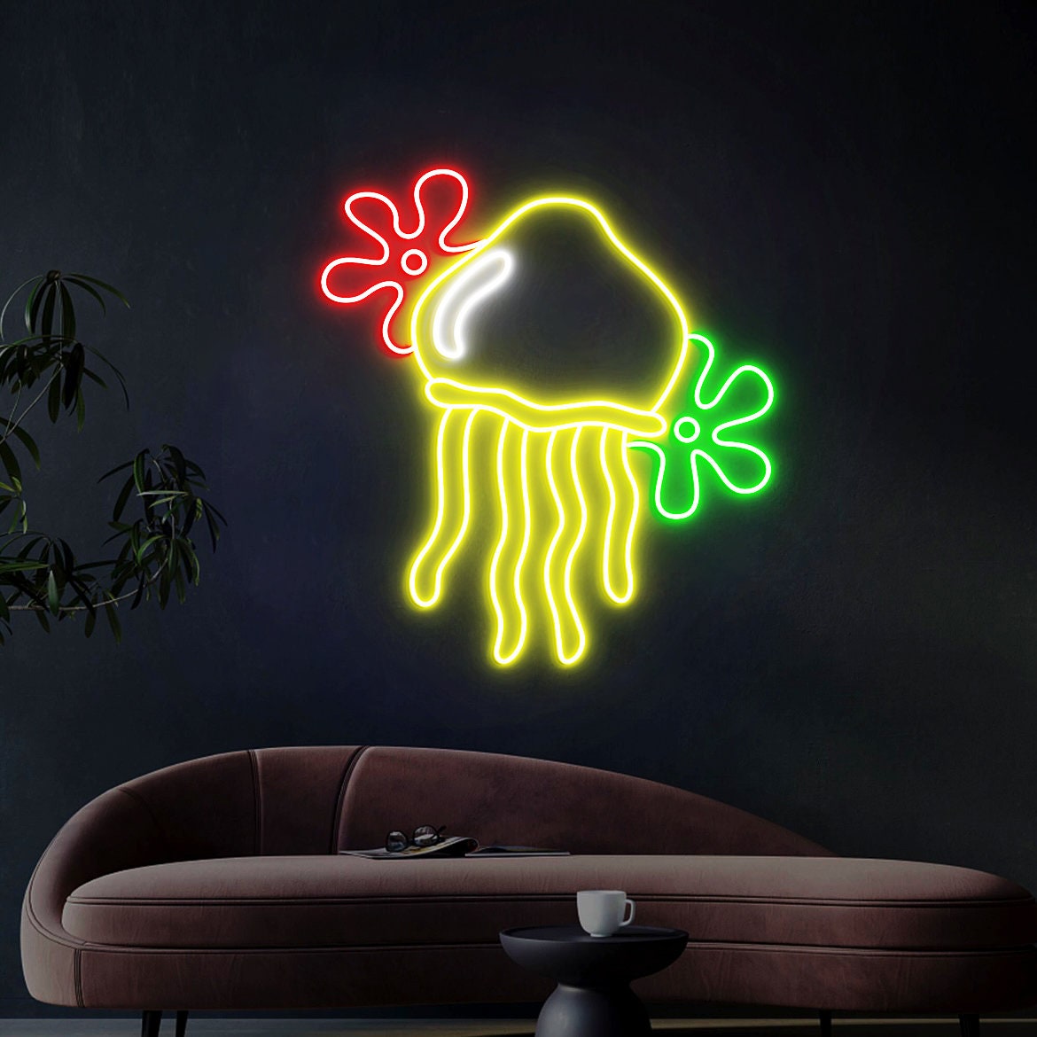 Jellyfish Neon sign, Custom Spongebob Flower Neon Light, Jellyfish Decoration Neon Sign, Jellyfish Wall Art Bedroom Decor