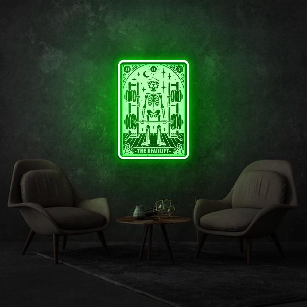 The Deadlift Tarot Card Neon, Funny Gym Shirt, Tarot Card Neon Sign Gifts, Fitness Neon, Workout Neon, Funny Lifting Neon, Gift For Him