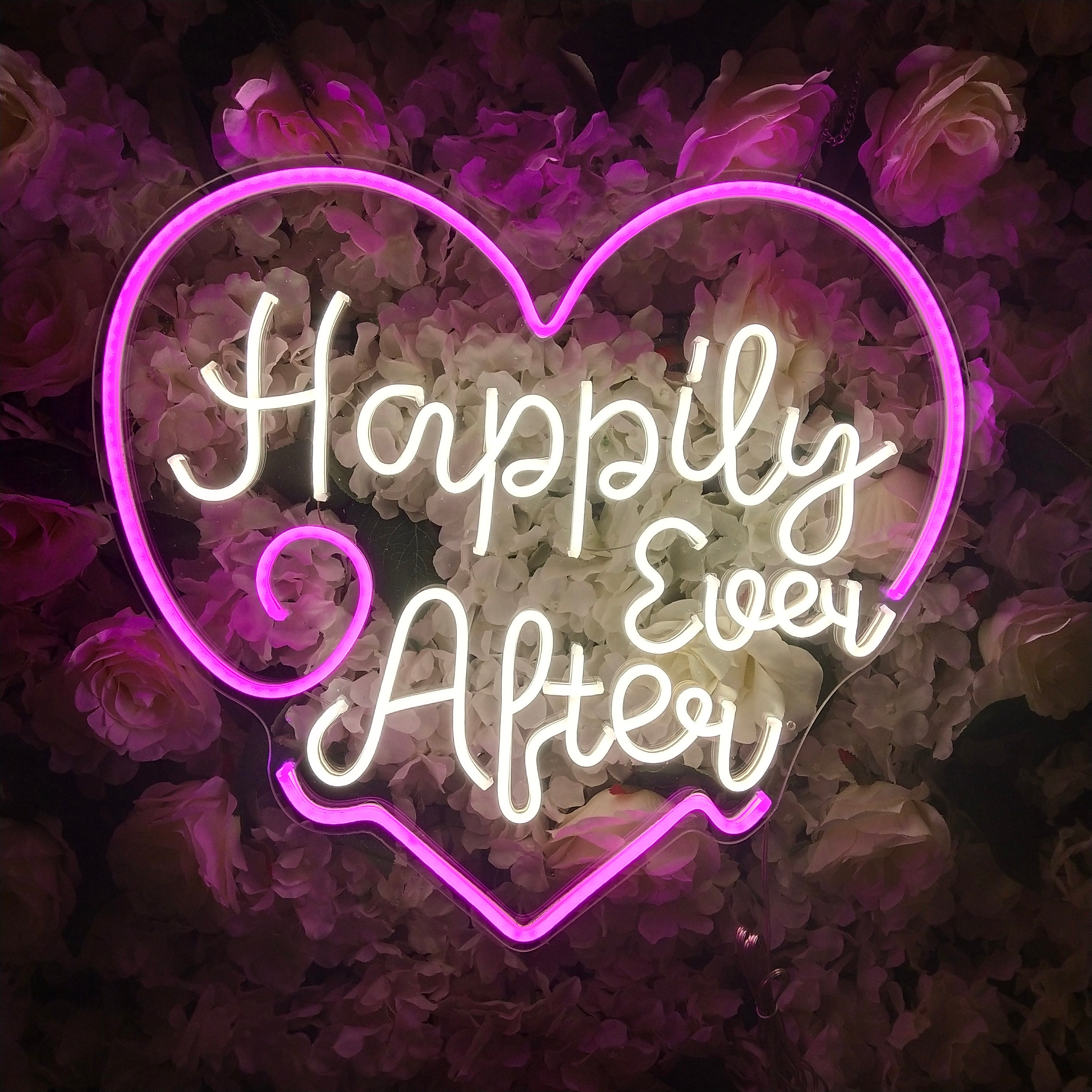 Happily Ever After Neon Sign Custom Neon Wedding Sign Led Neon Sign Name Neon Sign Art Engaged Neon Sign Bedroom Wall Decor