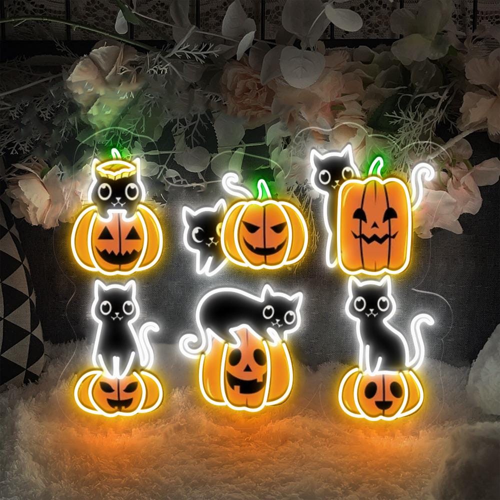 Halloween Neon Sign, Cat Neon Led, Ghost Neon, Halloween Neon, Cool Halloween Cat Neon, Cat Lover Neon, Black Cat Neon, 2024 Spooky Seas