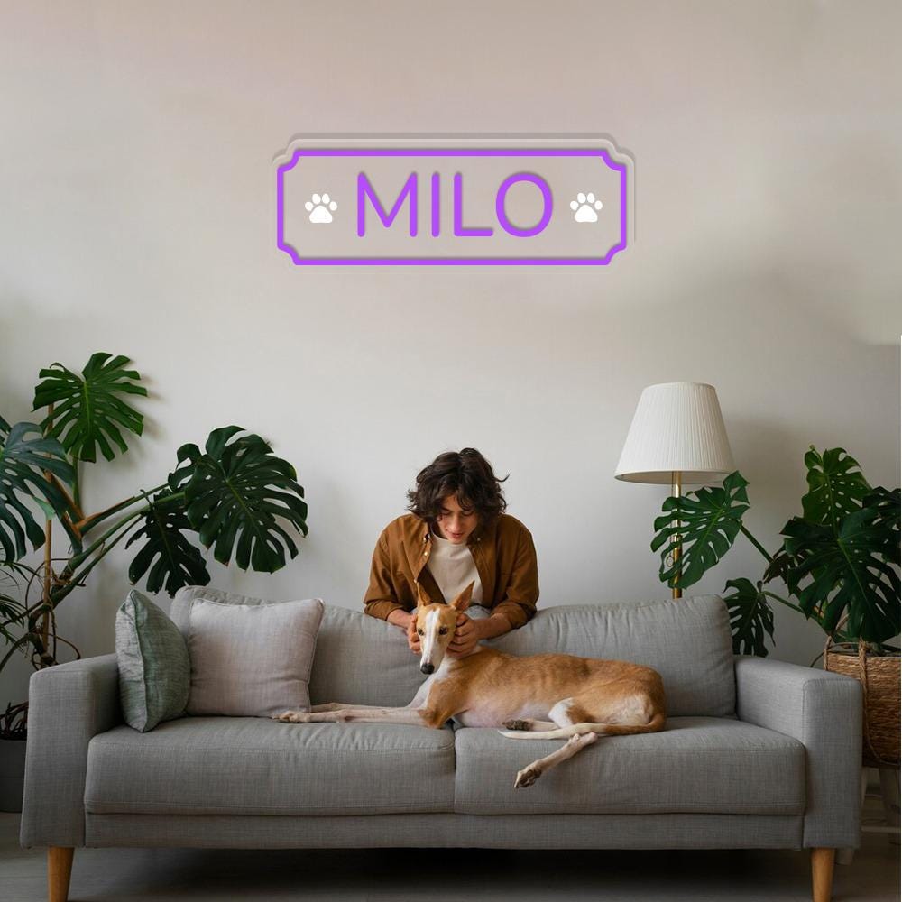 Personalized Neon Dogs, Pets Name Neon, Personalized Dog or Cat Name Plaque for Pet House, Crate, Kennel, or Feeding Area, Dog Lover Gifts