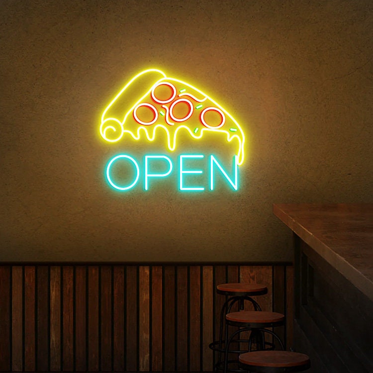 Pizza Open Neon Sign, Pizza Shop Sign, Pizza Shop Window Open Sign, Custom Open Business Sign, Restaurant Open Led Light, Pizza Wall Sign