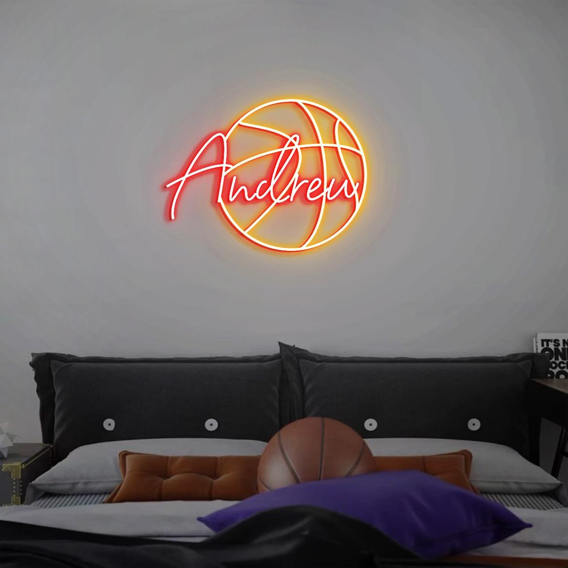 Customized Basketball Neon Sign Name, Basketball Bedroom Wall Neon Light Name, Customized Basketball Nursery Name, Basketball Birthday Gifts