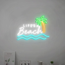 Life is A Beach Neon Light Sign, Beach House Wall Sign, Palm Tree Wall Wave for Beach Home Wall, Beach Theme Decor, Beach Signs for New Home