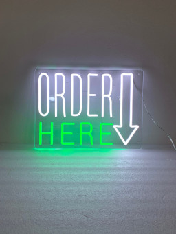 Order Here Led Neon Sign, Order Here Sign, Custom Business Order Here Sign Color