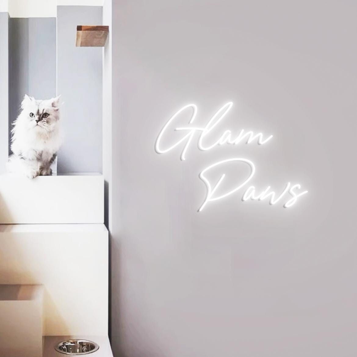 Glam Paws Neon Sign, Neon Lights for Pet Salon Wall, Dog Grooming Salon Decor Ideas, Neon Sign Display Grooming Dog Salon