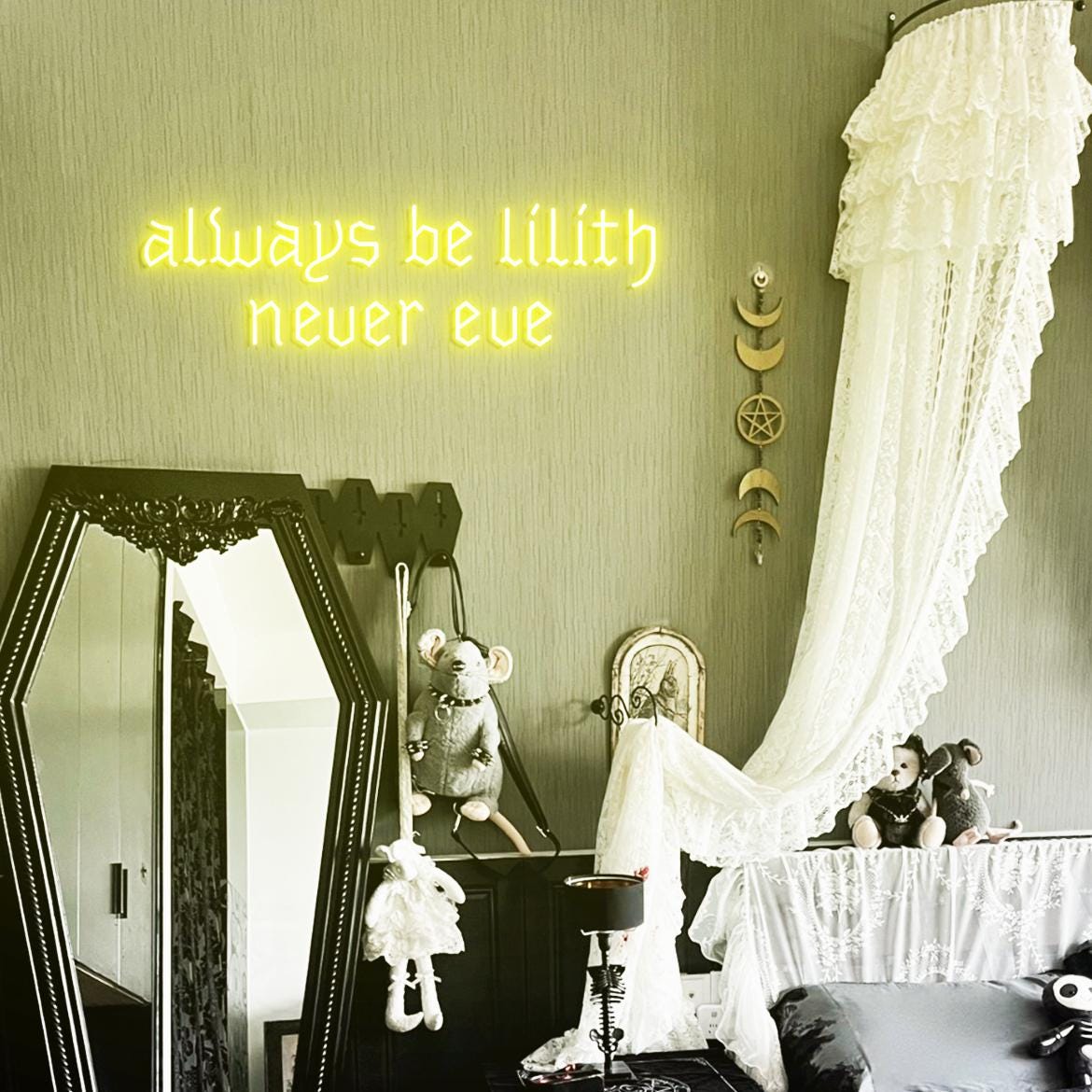 Always Be Lilith Never Eve Neon Sign, Lilith Sign for Goth Room Wall, Gothic Bedroom Wall Neon Light, Lilith Sign Wall
