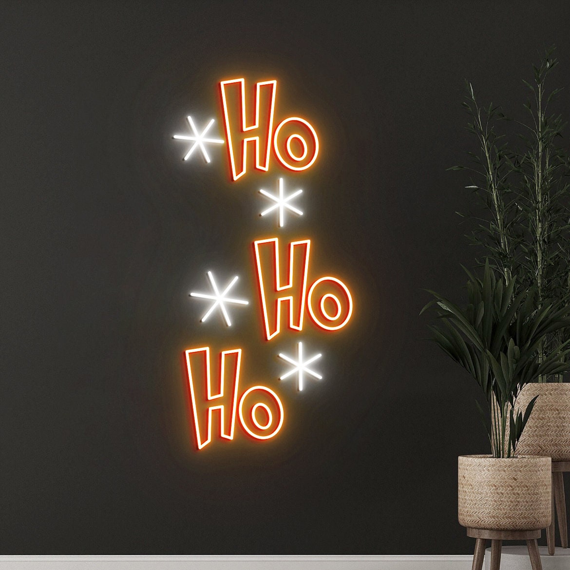 Ho Ho Ho Neon Sign, Santa, Christmas Decor, Xmas Wall Art, Holiday Wall decor, Ho Ho Ho Led Sign, Christmas Neon Light