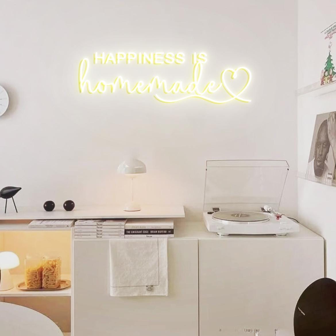 Happiness is Homemade with Heart Neon Sign, Happiness Sign Home Wall, Home Gallery Wall Sign Neon Light, Happiness Sign Kitchen Decor