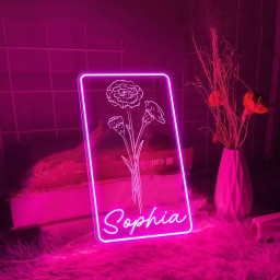 Personalized First Mom Now Grandma Neon Sign, Custom Grandma's Garden Birth Month Flower Night Light, Mothers Day Gift for Grandma NaNa Gift