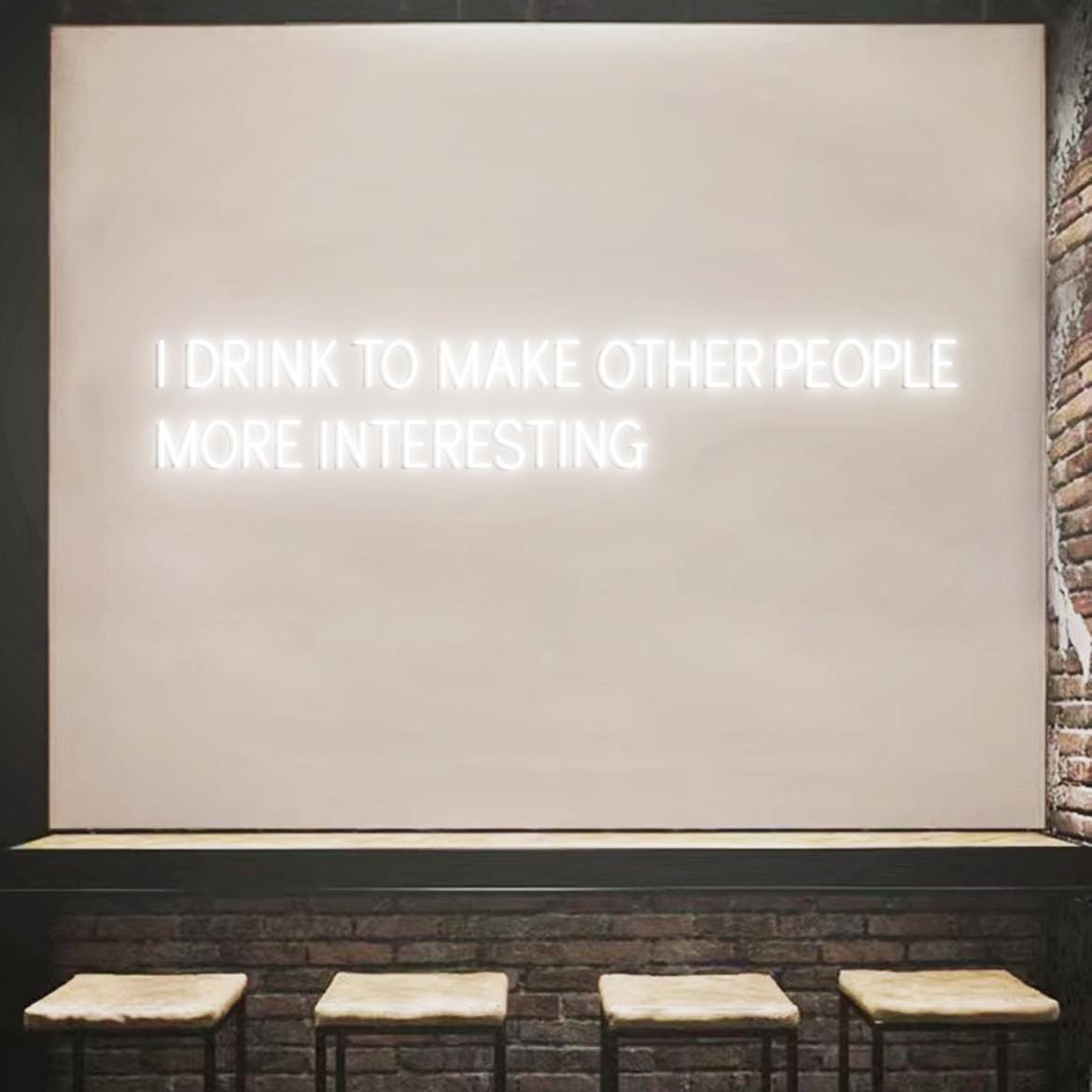 I Drink To Make Other People More Interesting Neon Light Sign, Hemingway Quote Neon Light for Bar, Plug Powered Neon Signs for Bar
