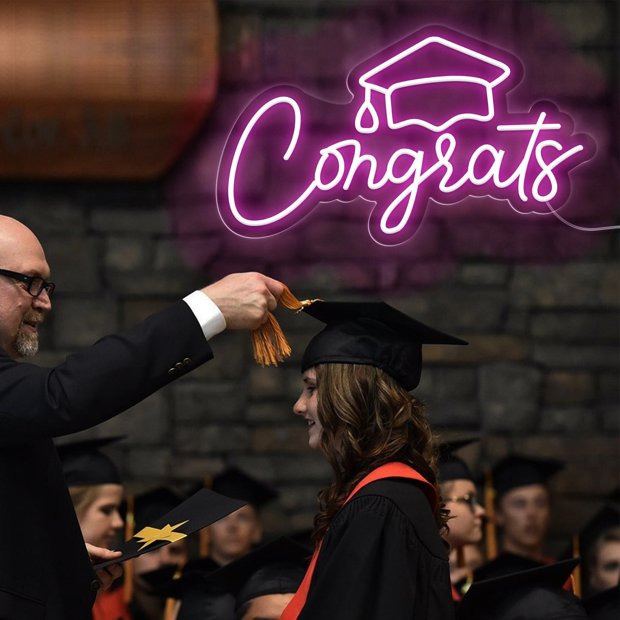 Congrats Neon Sign,Congrats Name Sign,Custom Congrats Neon Sign,Graduation Party Decorations Neon Sign,Party Wall Decor,Graduation Gift