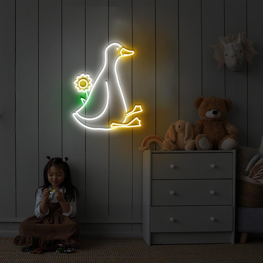 Silly Goose Wall Neon Art, Girls Wall Art, Cute Goose Neon, Light Pink Nursery Decor, Farm Animal Neon Sign, Girl's Room Decor, Goose Gifts