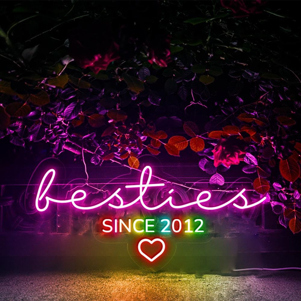 Custom Besties Neon Sign, Custom Since Best Friends Neon, Best Friend Birthday Neon, Girls BFF Neon Sign, Matching Best Friends Neon Gifts