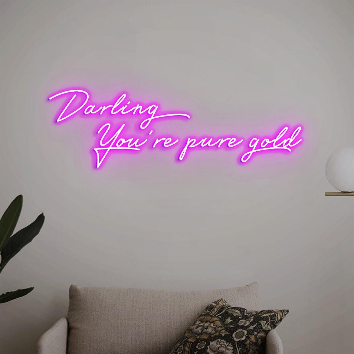 Darling You're pure gold Neon Sign, Pure Gold, Hair Salon Wall Idea, Hair Beauty Salon Art, New Salon Decor, Salon Decor Idea