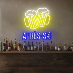 Apres Ski Beer Neon Sign, Ski Bar Decor, Ski Beer Wall Neon Light, Apres Ski Bar Wall Decor, Ski Beer Bar Wall Decor