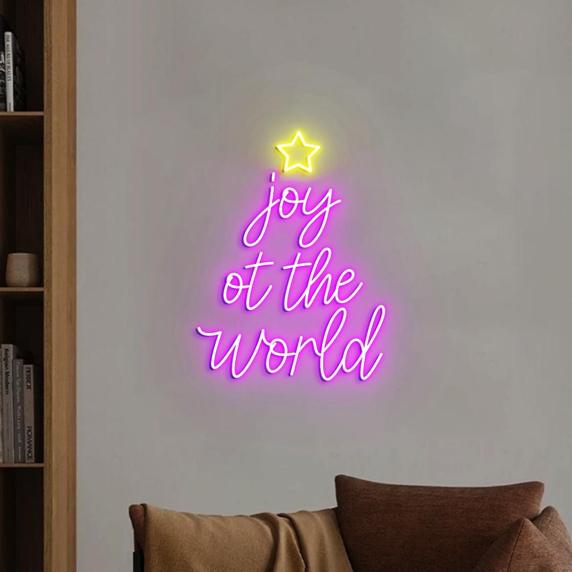 Joy to the World Neon Sign, Joy Christmas Sign Wall Decor, Joy to the World Tree Signs, Christmas Holidays Home Decorations Pieces