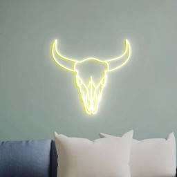 Bull Neon Sign, Bull Skull Head Art, Bull Skull Head Wall Decoration, Bull Skull Home Decor Art, Longhorn Bull Wall Decor Southwest
