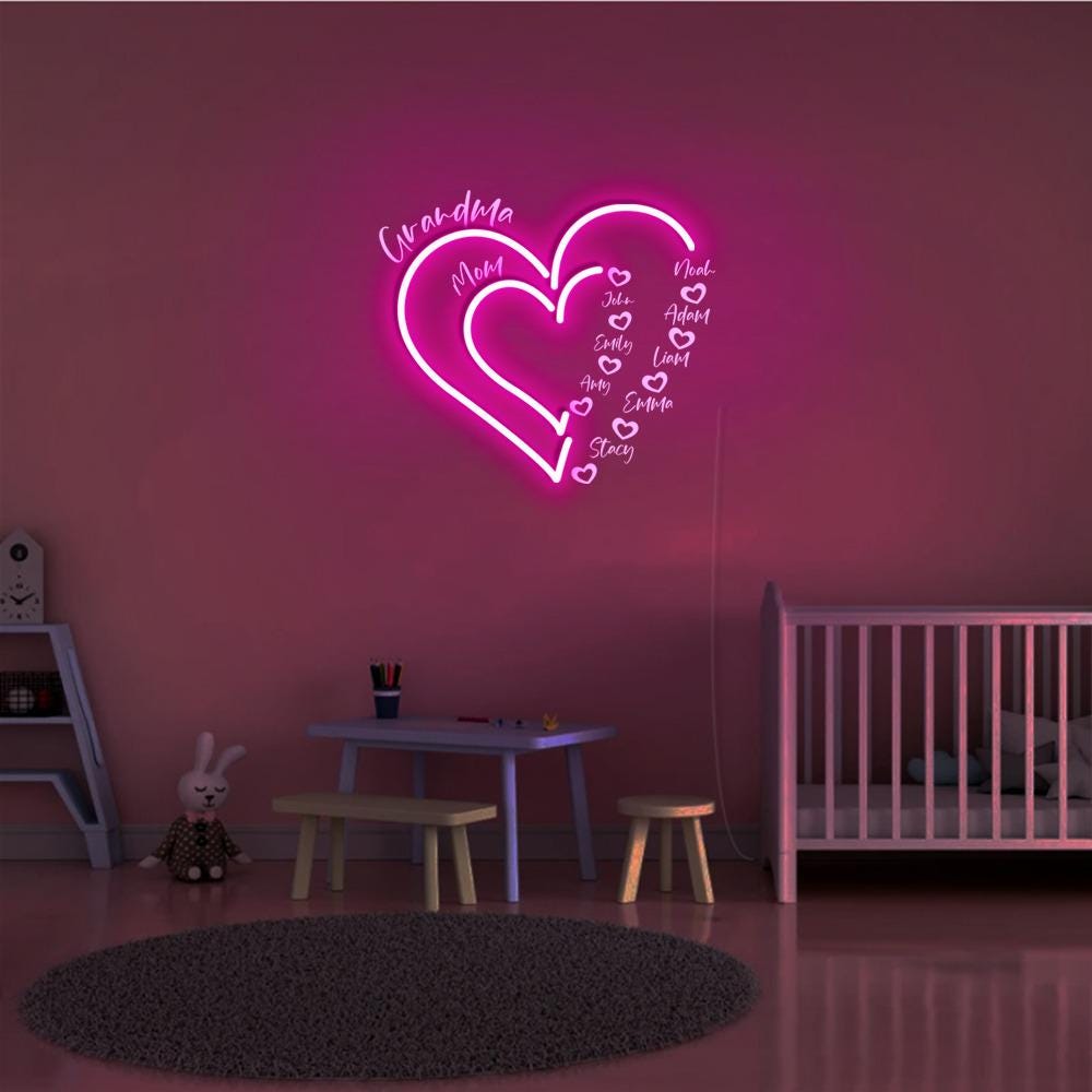Custom Grandma Neon Gifts, Grandma Heart Neon, Nana Neon With Grandkids Name, Gift For Grandma, Mother's Day Neon, Personalized Grandma Neon